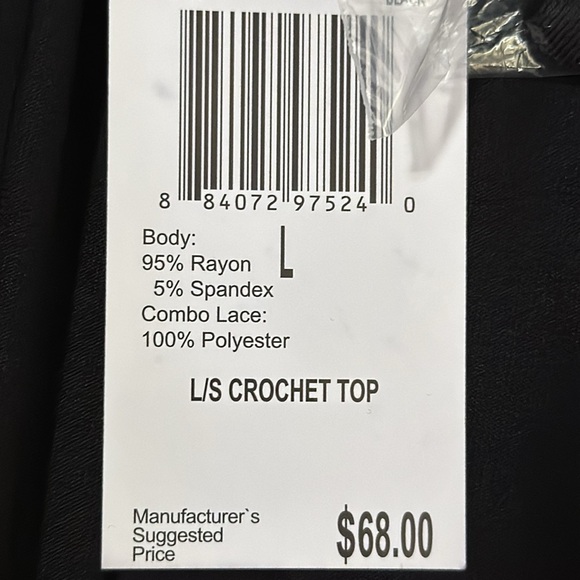 NWT Women’s Philosophy  Black long sleeve top. Size L - Picture 4 of 5